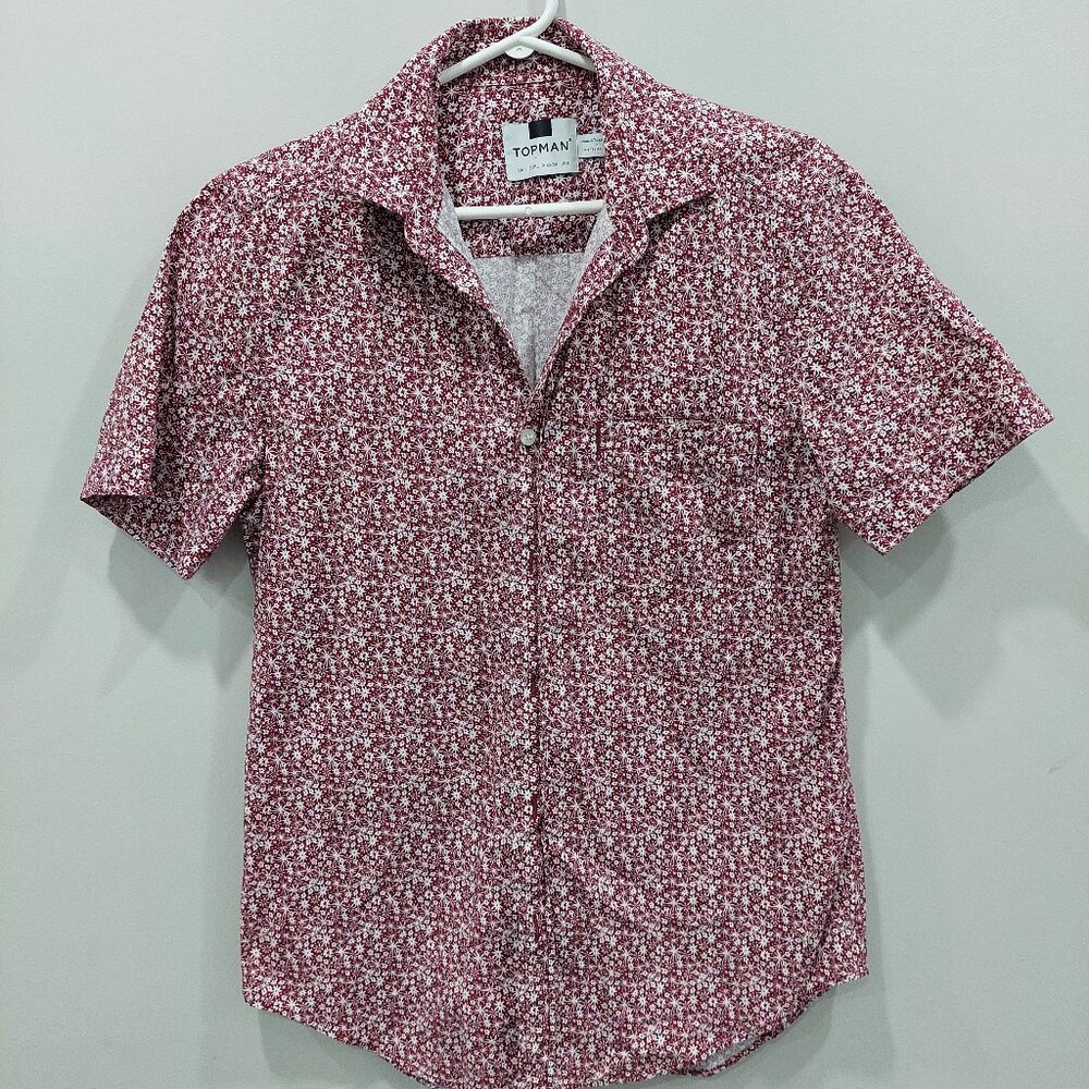 Topman Men Tops Button Down Shirt Cotton, Size S
